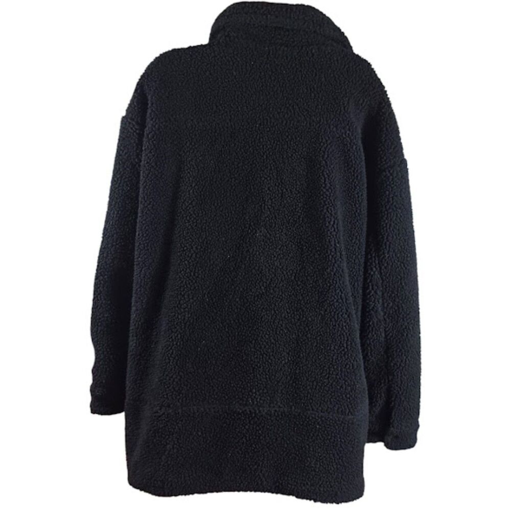 Levi’s Black L Sherpa Fleece Jacket Snap Front Faux Fur Lined Oversized Coat - Picture 7 of 10